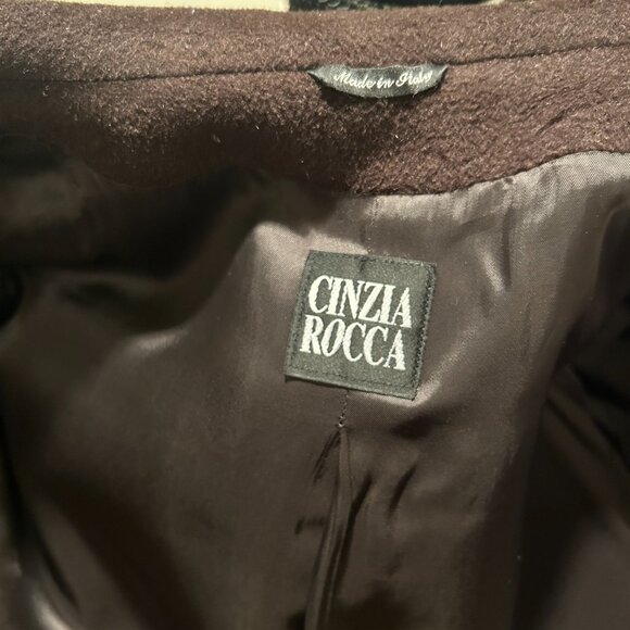 Cinzia Rocca Luxury Brown Angora & Wool Long Coat - Size 10 - Picture 7 of 11
